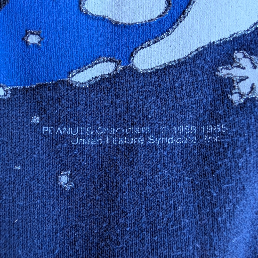 Vintage Tultex Peanuts Snoopy Woodstock Bubble Graphic Navy Sweatshirt XL - Picture 3 of 11